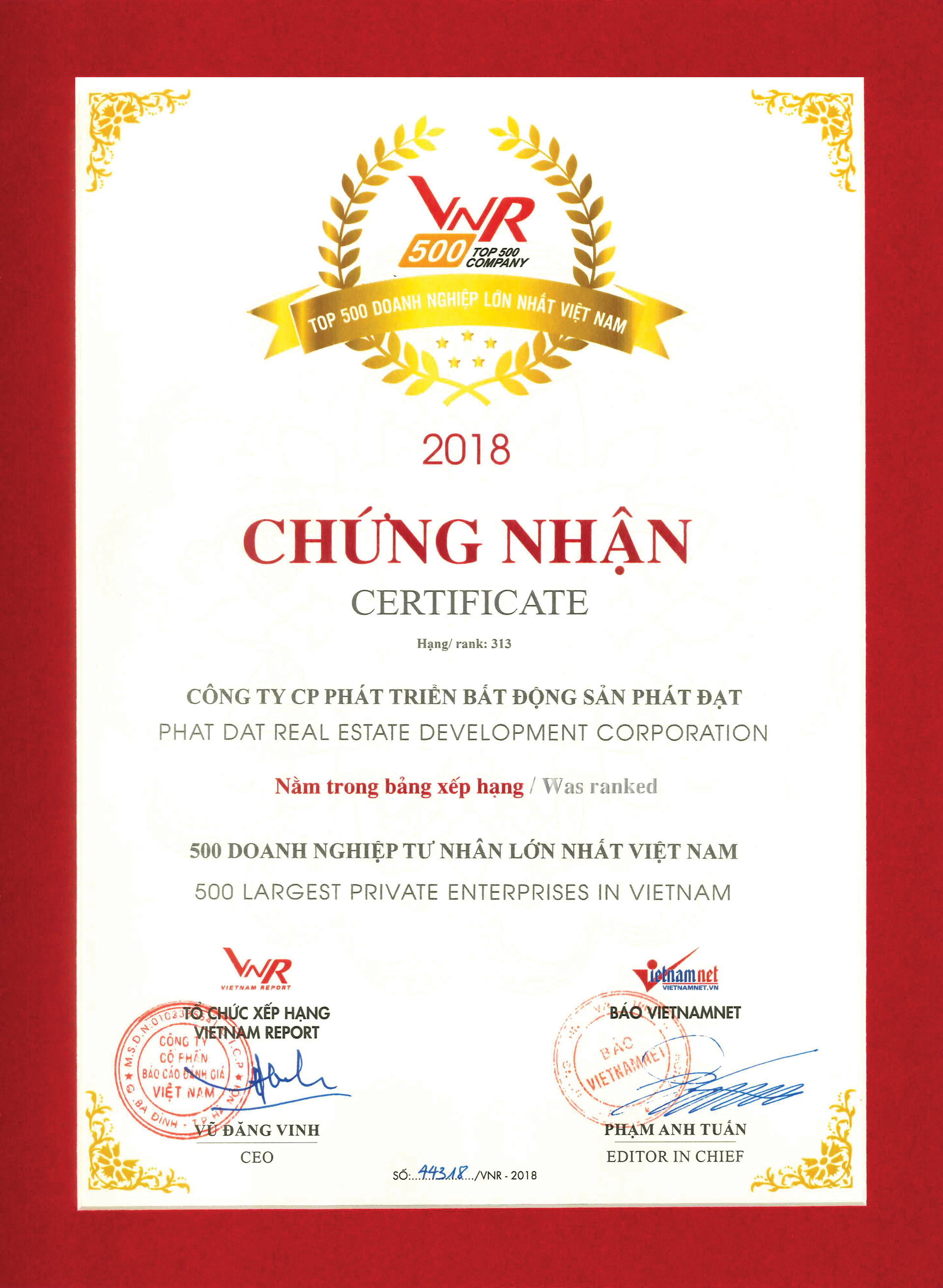 TOP 500 DOANH NGHIỆP LỚN NHẤT VIỆT NAM NĂM 2018