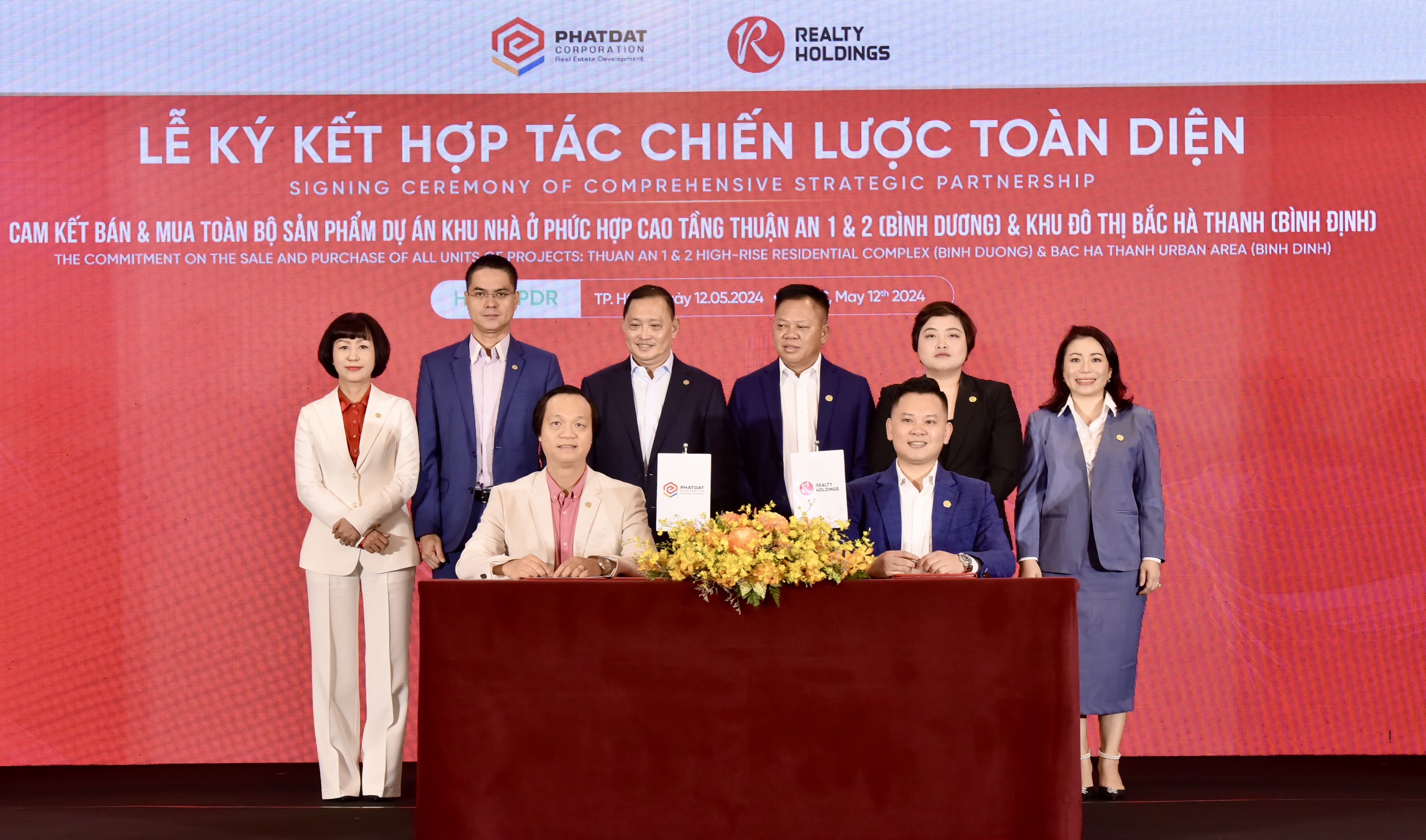 Phat Dat Real Estate Development Corporation and Realty Holdings enter into a comprehensive strategic cooperation agreement committing to sell and purchase all units within Thuan An 1 & 2 High-rise Residential Complex (Binh Duong) and Bac Ha Thanh Urban Area (Binh Dinh)